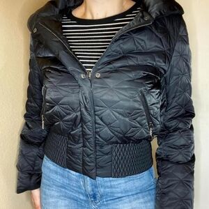 New York & Company Quilted Puffer Jacket in Black Size XS/S
